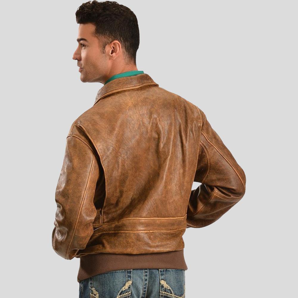 Men's Mord Brown Bomber Leather Jacket | Genuine Lambskin | Full Grain Apparel