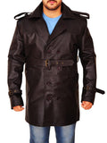 Men’s Brown Leather Peacoat | Classic Double-Breasted Style | Full Grain Apparel