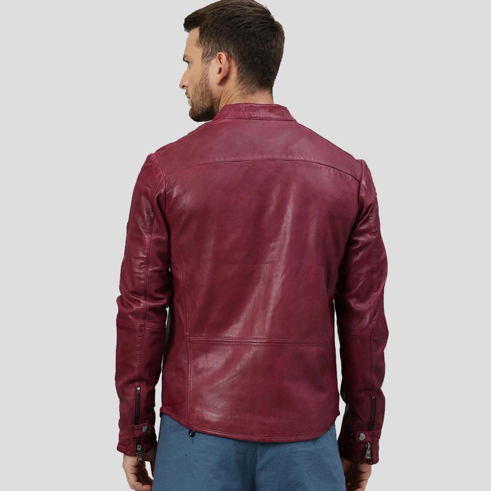 Men’s Chase Red Racer Leather Jacket | Rugged Biker Streetwear | Full Grain Apparel
