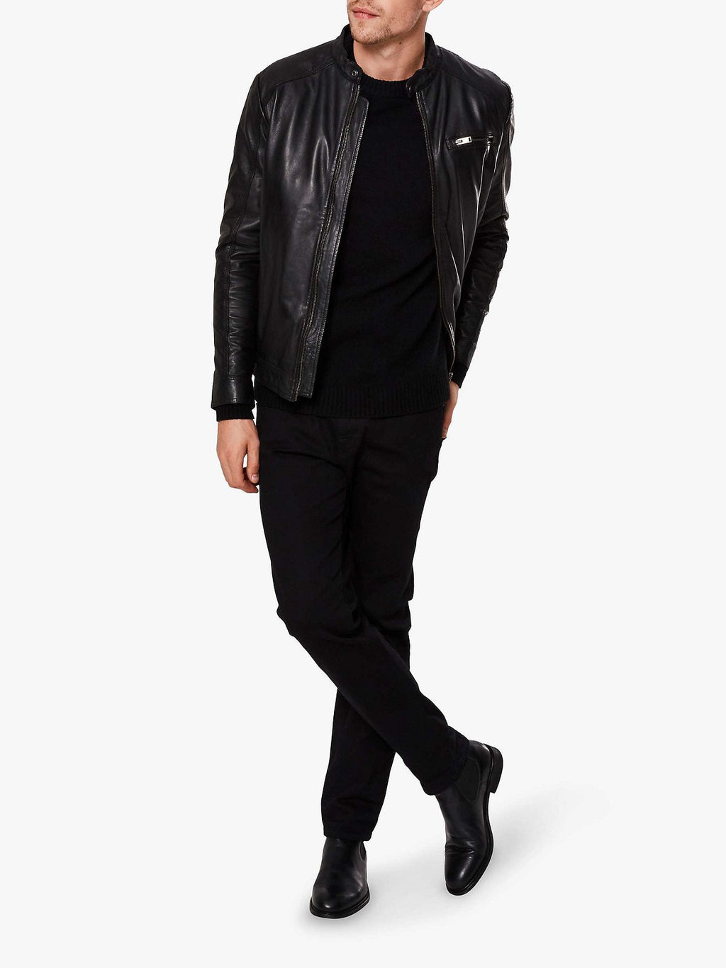 Men’s Midnight Onyx Leather Moto Jacket | Urban Street Commander | Full Grain Apparel