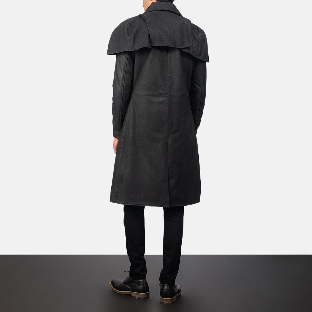 Men’s Classic Black Sheepskin Leather Duster Coat | Full Grain Apparel