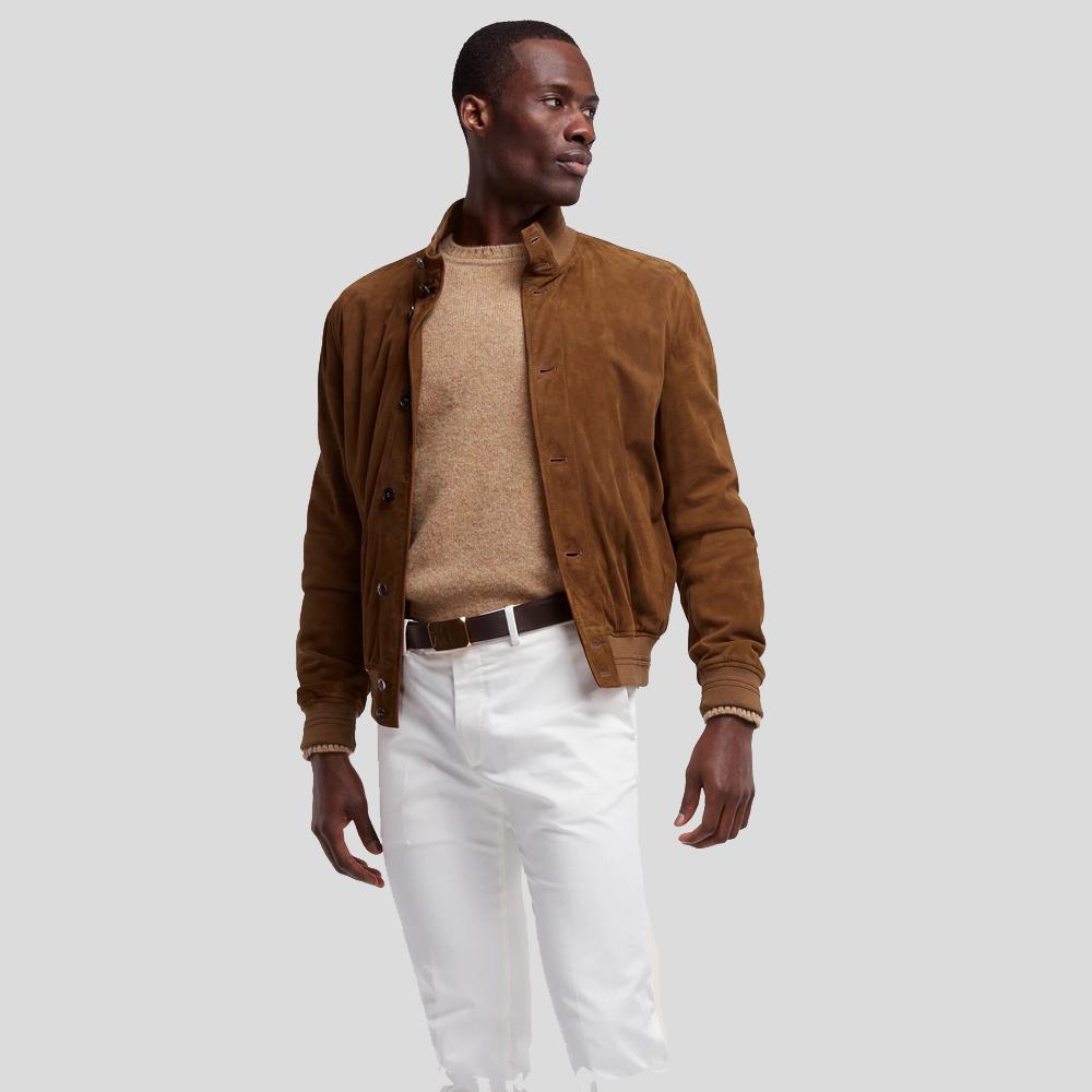 Men’s Cohen Tan Suede Leather Jacket | Full Grain Apparel