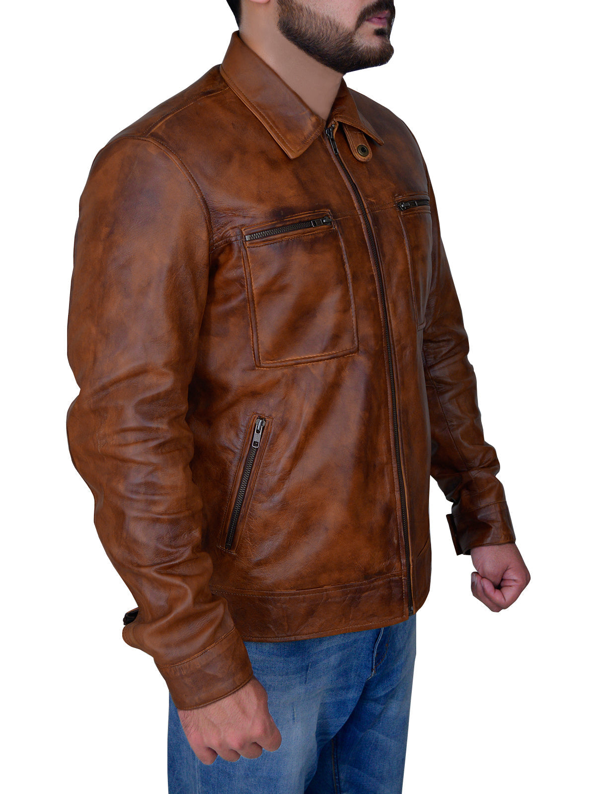 Men’s Distressed Brown Leather Jacket | Rugged Vintage Heritage | Full Grain Apparel