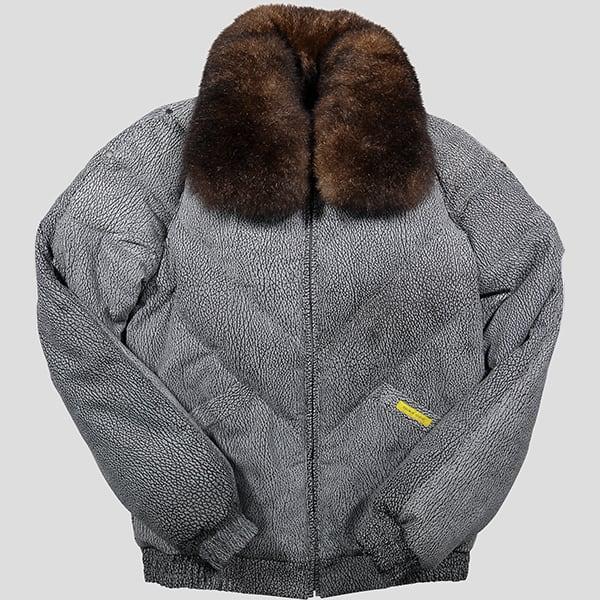 The "Exotic-V" Bomber | Premium Elephant Print Leather | Removable Fox-Style Fur Collar | Full Grain Apparel