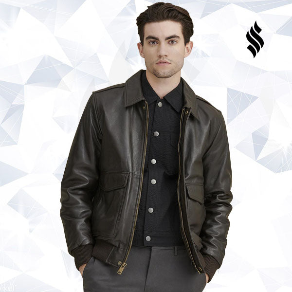 Men’s Flag Print Lining Leather Jacket | Rugged Patriotism | Full Grain Apparel