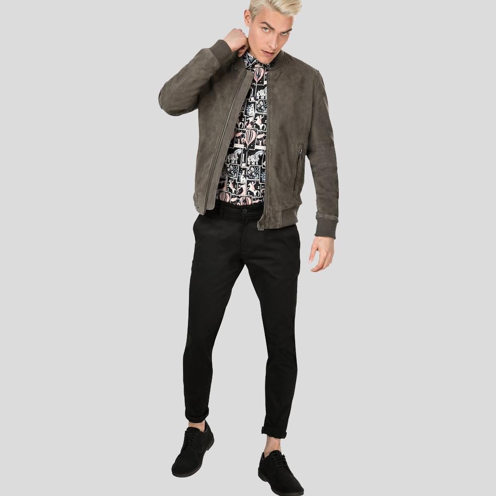 Men's Zord Grey Suede Bomber Leather Jacket | Urban Luxury | Full Grain Apparel