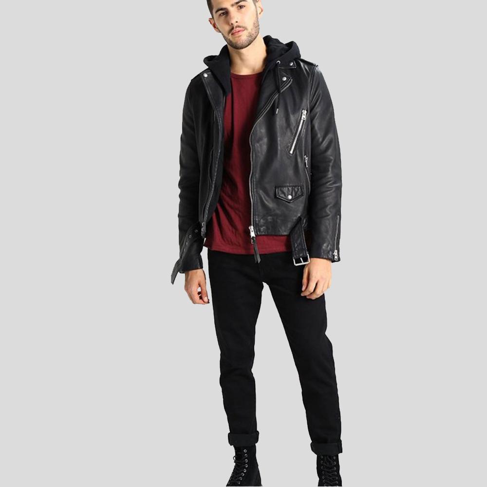 Men's Lupe Black Removable Hooded Jacket | Full Grain Apparel