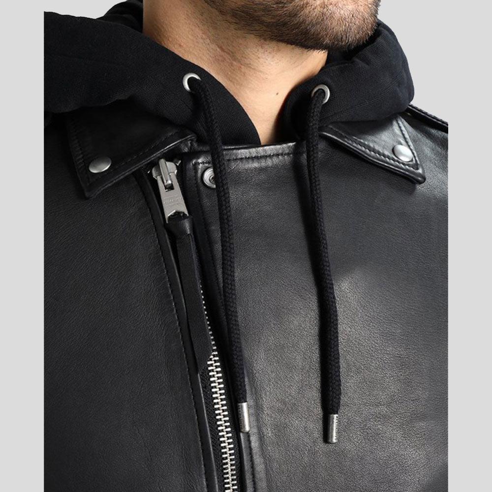 Men's Lupe Black Removable Hooded Jacket | Full Grain Apparel