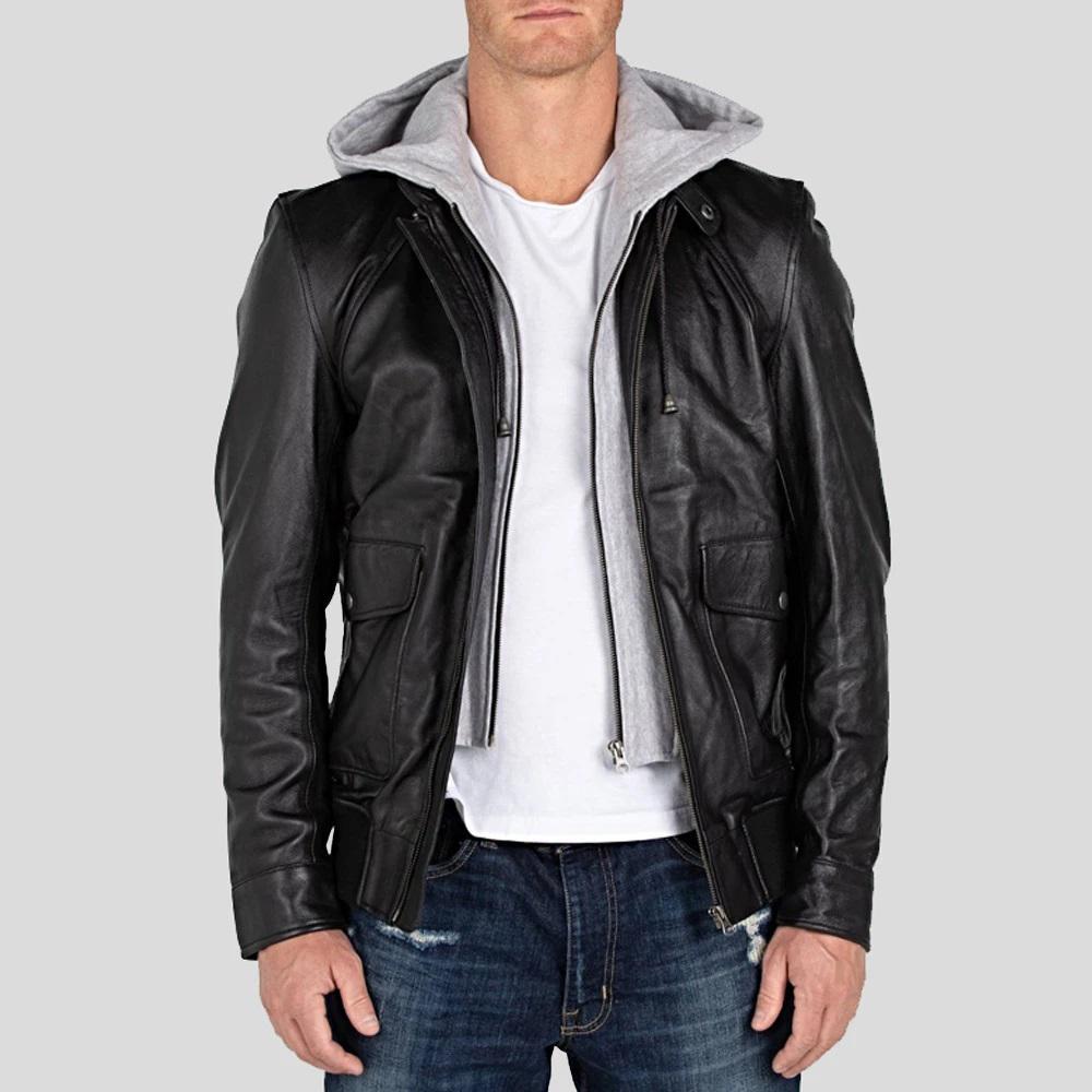 Men's Marc Black Removable Hooded Jacket | Full Grain Apparel