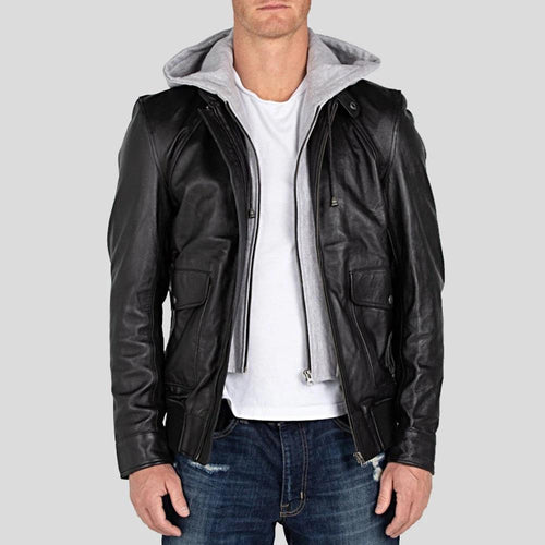 Men's Marc Black Removable Hooded Jacket | Full Grain Apparel