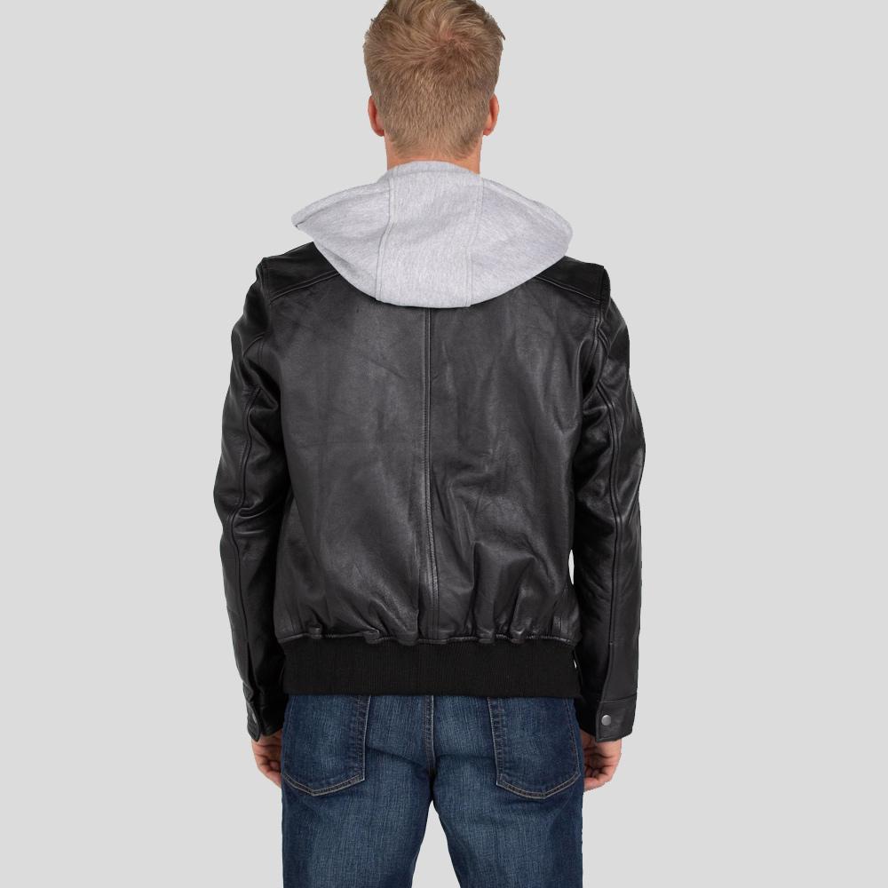 Chaqueta Marc negra para hombre con capucha desmontable | Full Grain Apparel