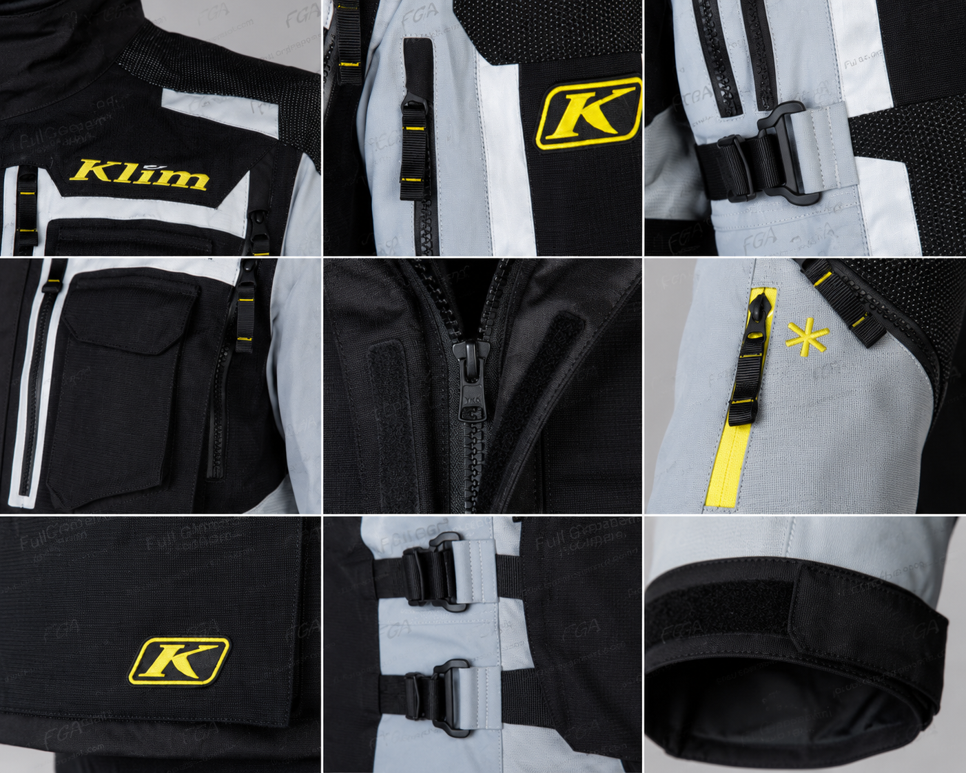 KLIM motorcycle jacket pocket zipper buckle and cuff adjustment details