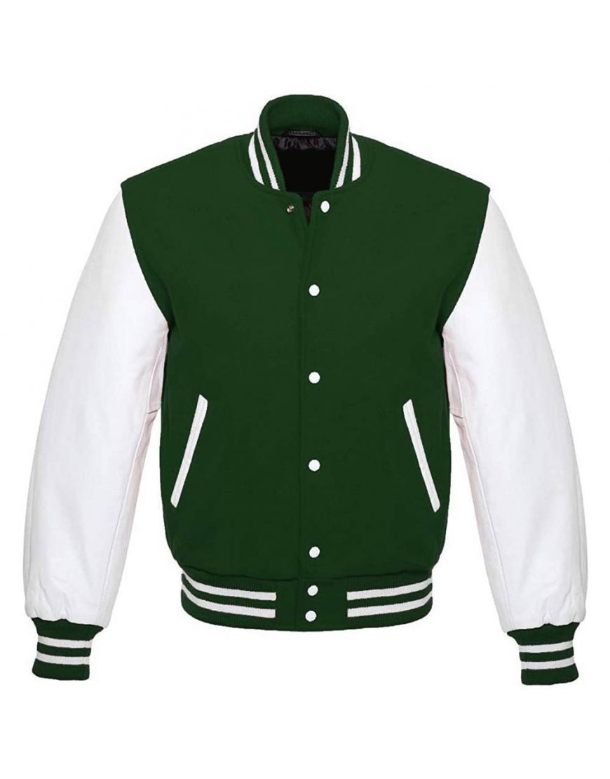 Men’s Letterman Jacket in Forest Green | Rugged Varsity Heritage | Full Grain Apparel