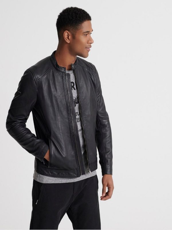 Men’s Exclusive Black Leather Jacket | Snap Tab Moto Biker Style | Full Grain Apparel