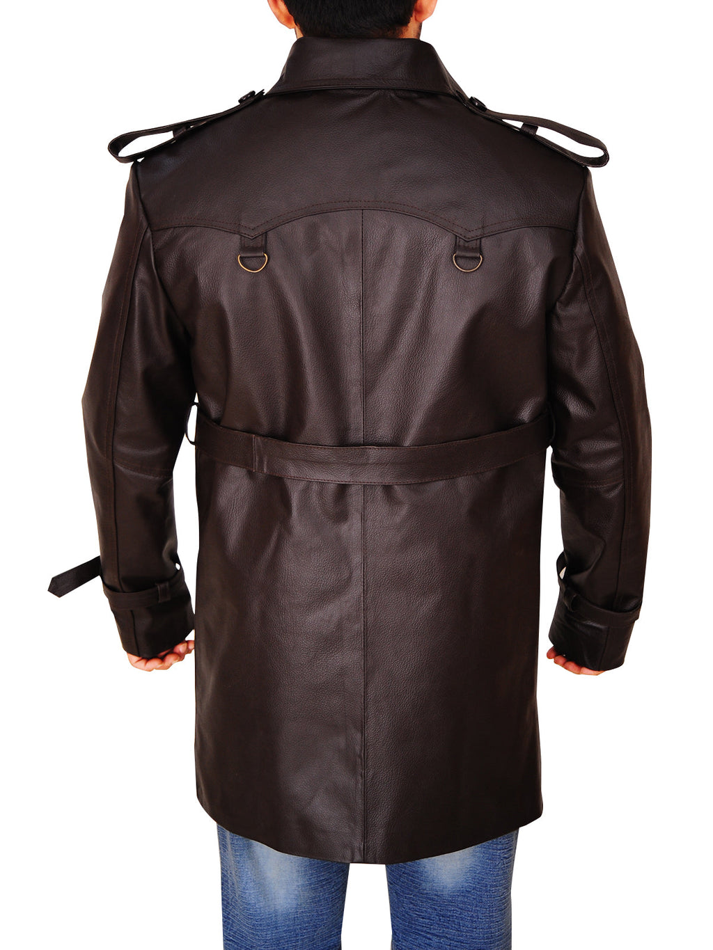 Men’s Brown Leather Peacoat | Classic Double-Breasted Style | Full Grain Apparel