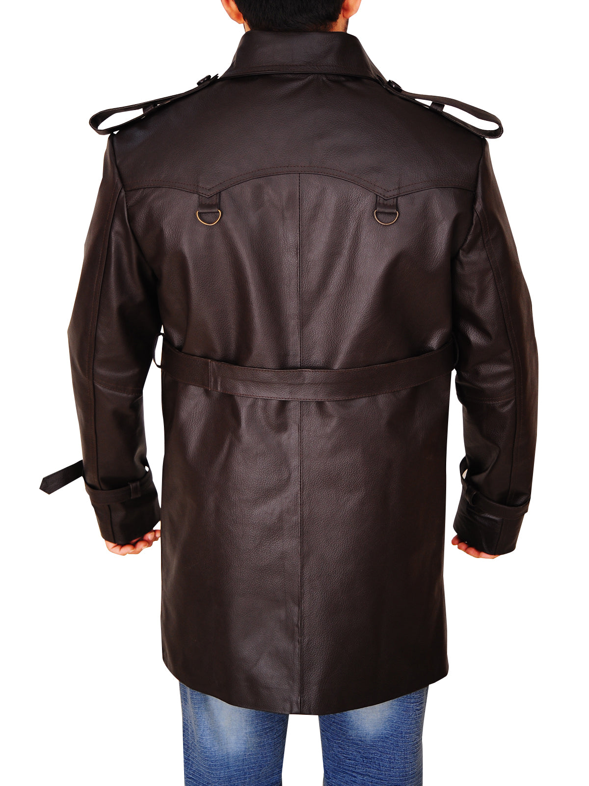 Men’s Brown Leather Peacoat | Classic Double-Breasted Style | Full Grain Apparel