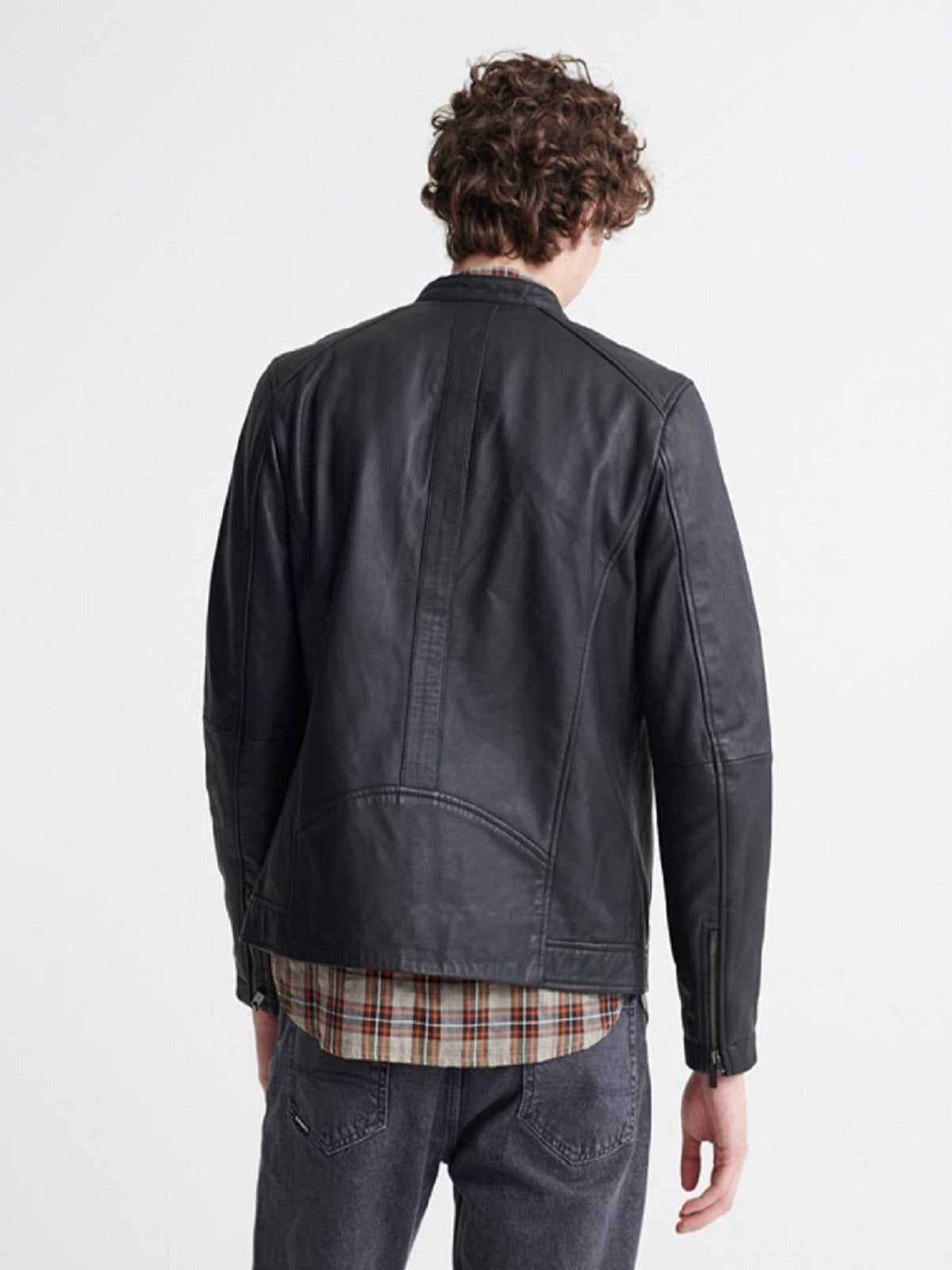 Chaqueta de cuero negra clásica para hombre | Piel de oveja auténtica de primera calidad para motociclista | Prenda de cuero de grano completo