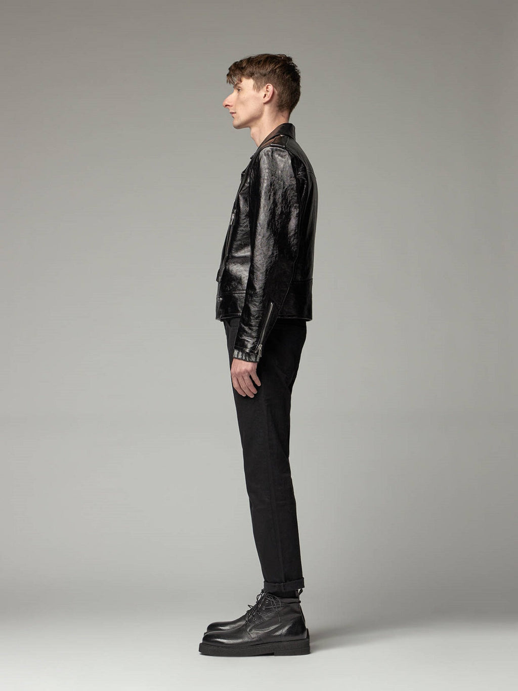 Men’s Obsidian Black Leather Racer Jacket | Heritage Moto Silhouette | Full Grain Apparel