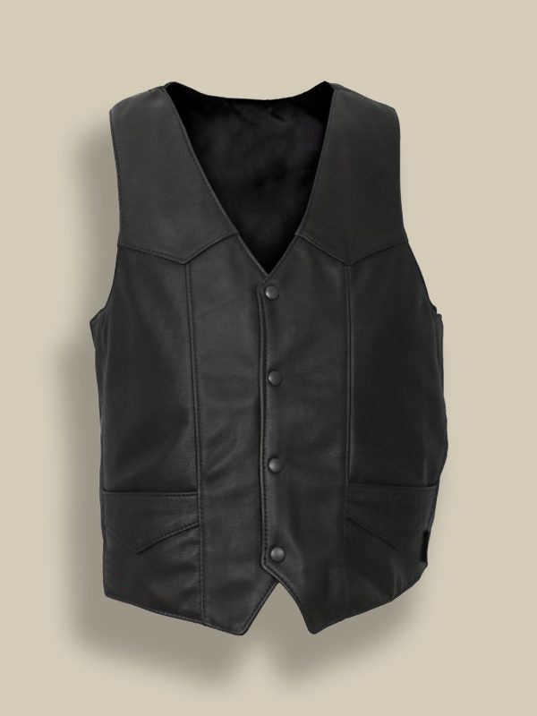 Men’s Stealth Matte Black Leather Vest | Industrial Urban Armor | Full Grain Apparel
