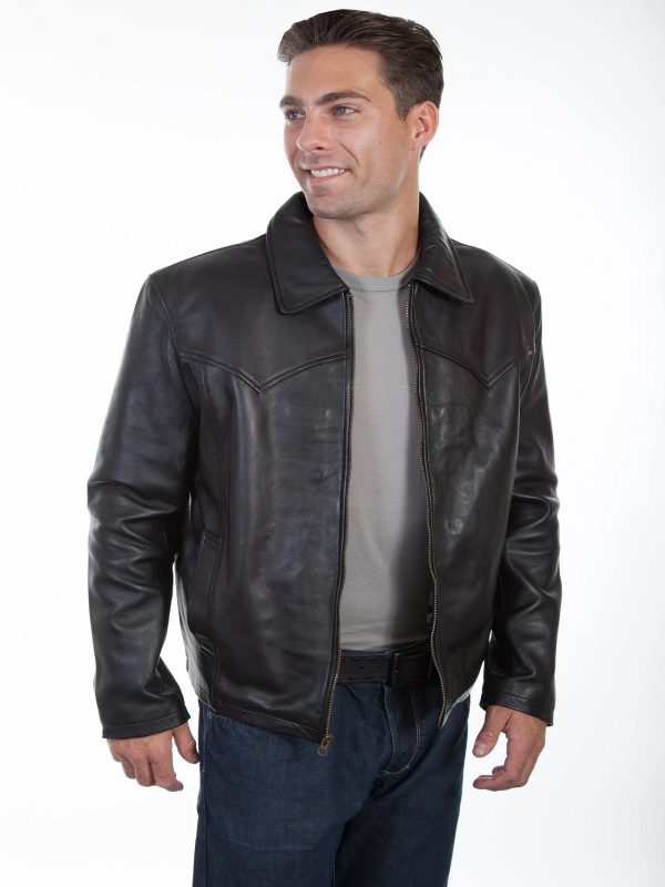 Men’s Jet Black Leather Commuter Jacket | Sleek Urban Biker | Full Grain Apparel