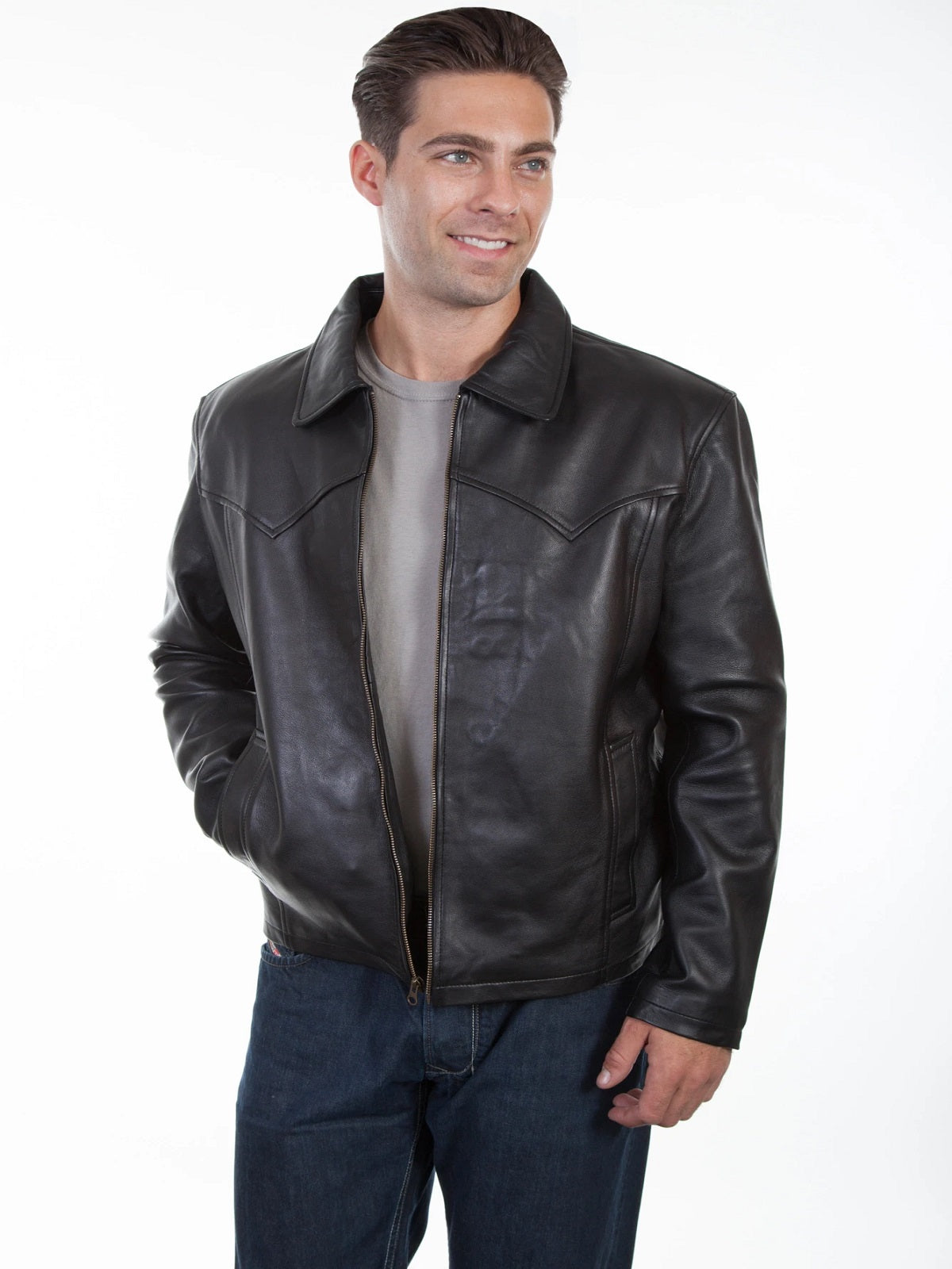 Men’s Jet Black Leather Commuter Jacket | Sleek Urban Biker | Full Grain Apparel