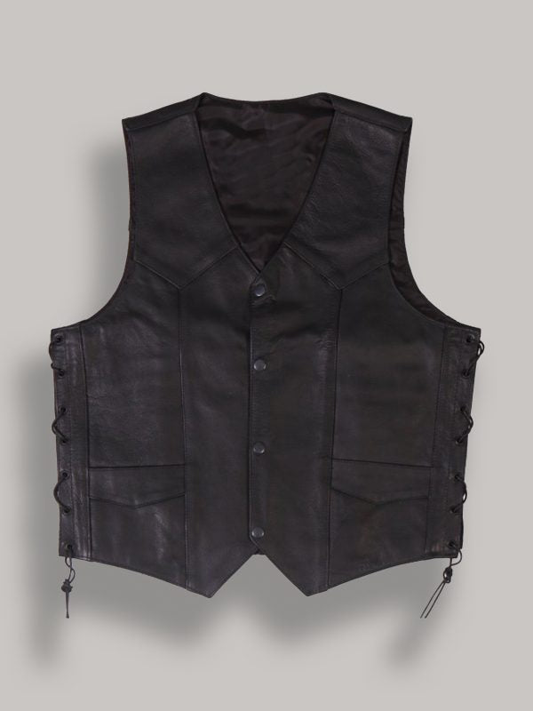 Men’s Iron-Hide Cowhide Leather Vest | Heavy-Duty Industrial Gilet | Full Grain Apparel