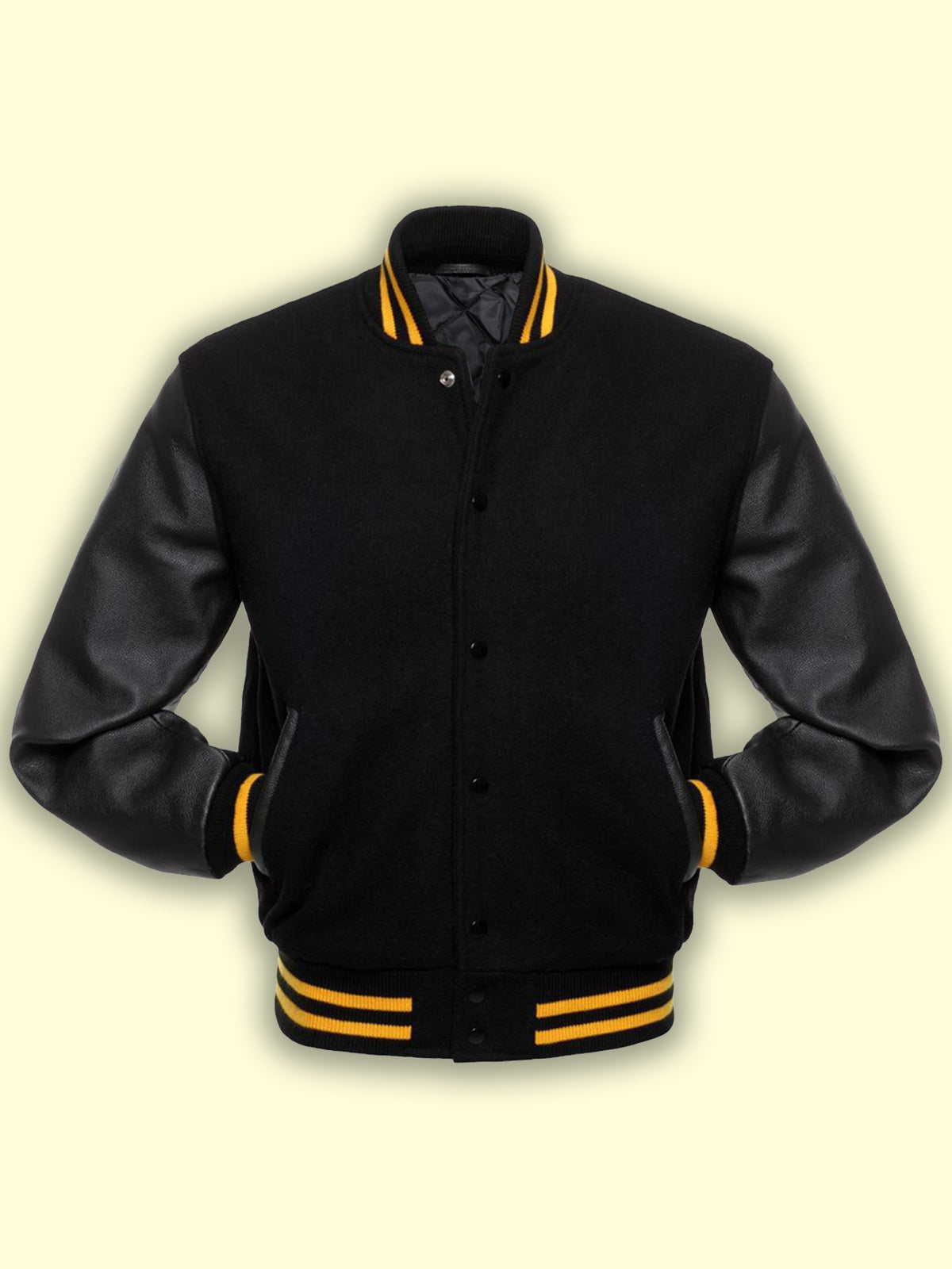Men’s Jet Black Wool Varsity Jacket | The "Ink" Stealth Edition | Full Grain Apparel