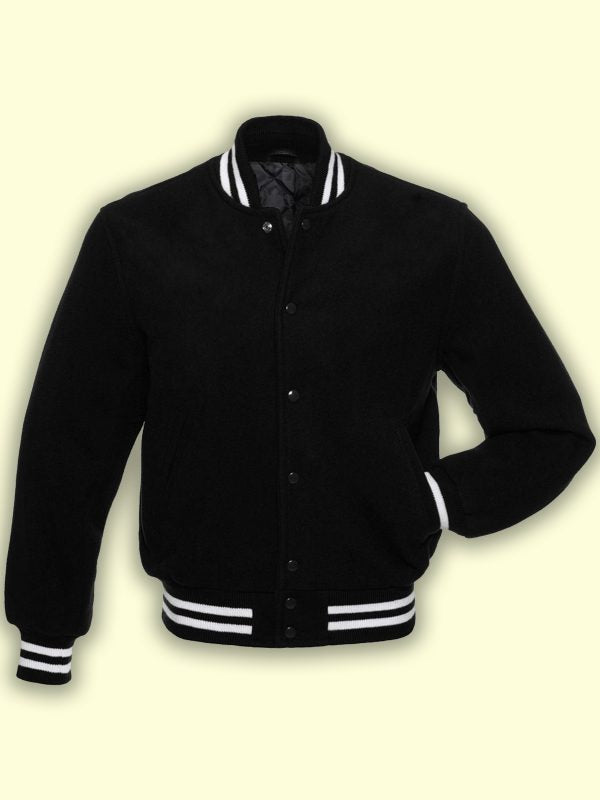 Men’s Black Fleece Varsity Jacket | Urban Comfort Edition | Full Grain Apparel