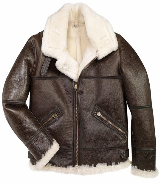 Men’s B3 Sheepskin Brown Bomber Jacket | Rugged Aviation Classic | Full Grain Apparel
