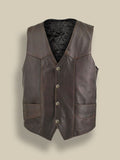Men’s Maverick Brown Classic Biker Vest | Authentic Leather Gilet | Full Grain Apparel