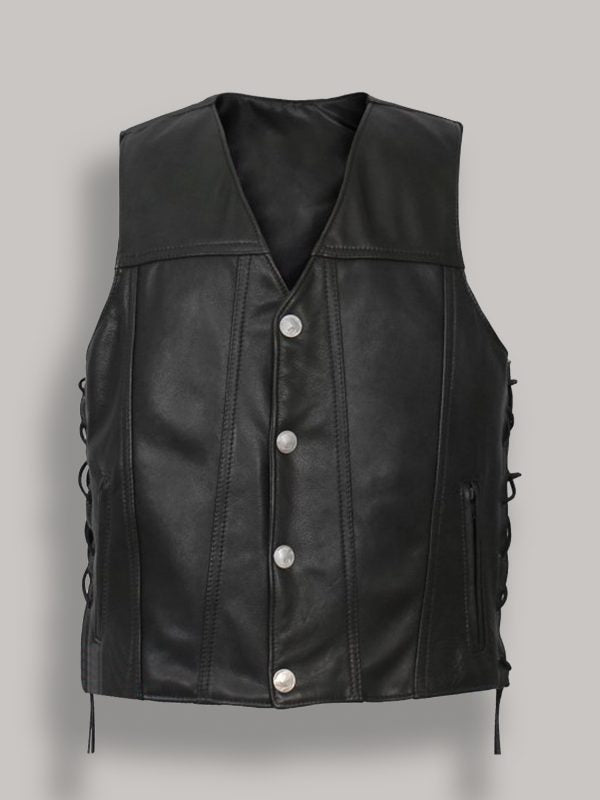 Men’s Buffalo Nickel Snap Leather Vest | Heritage Western Gilet | Full Grain Apparel