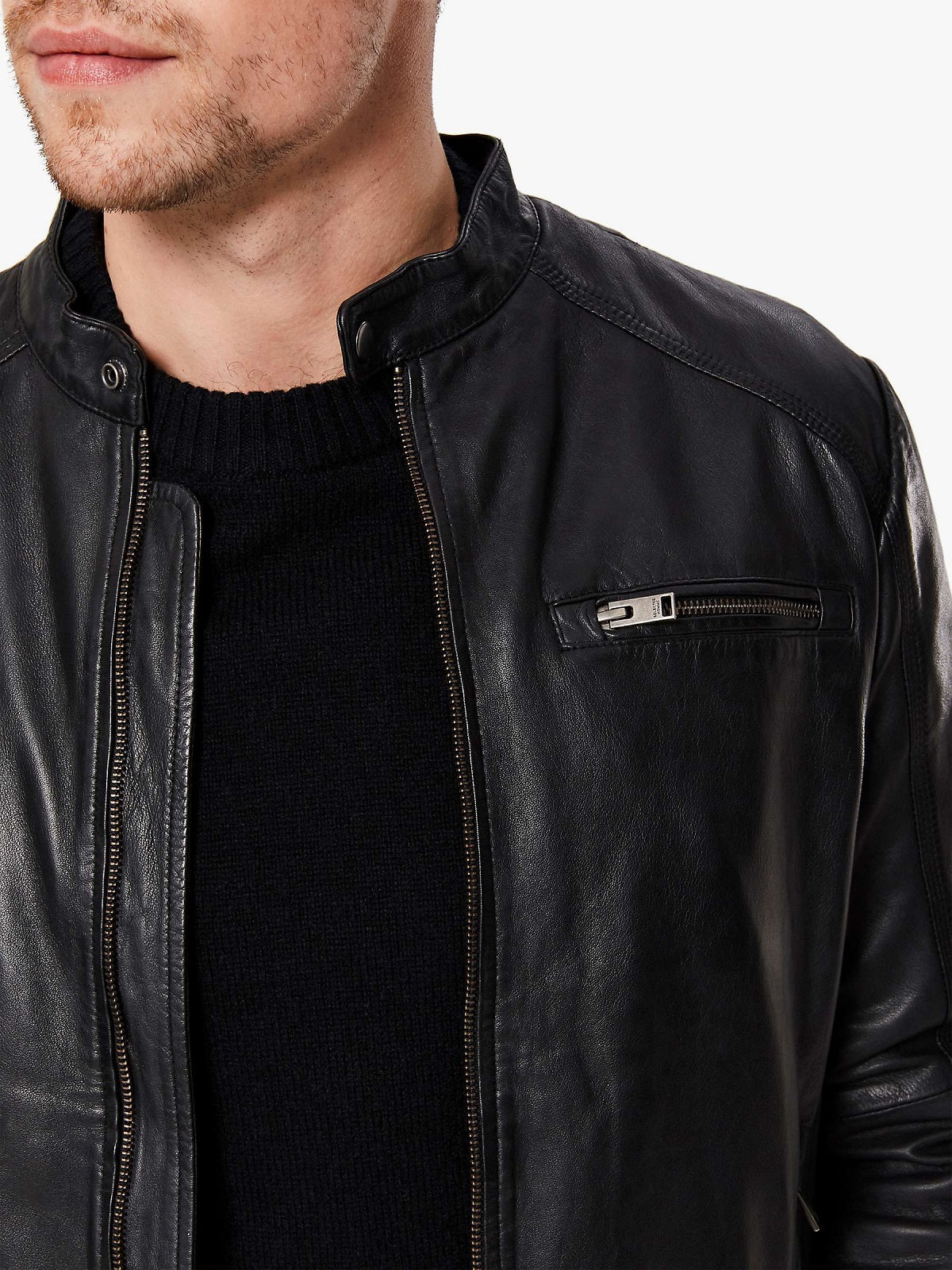 Men’s Midnight Onyx Leather Moto Jacket | Urban Street Commander | Full Grain Apparel