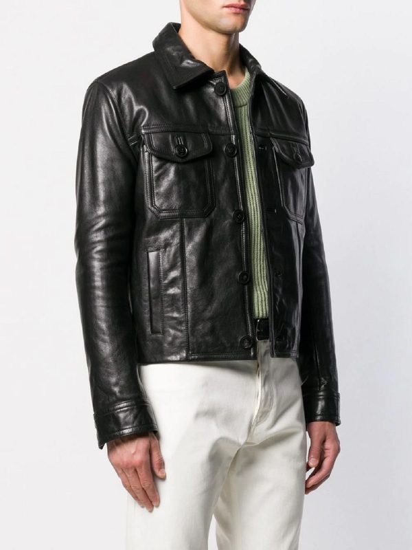 Men’s Phantom Black Leather Street Jacket | Urban Maverick Biker | Full Grain Apparel