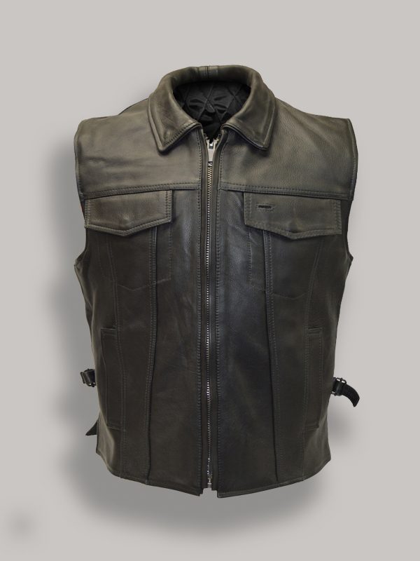 Men’s Tyler Durden Style Fight Club Leather Vest | Mayhem Red Biker Gilet | Full Grain Apparel