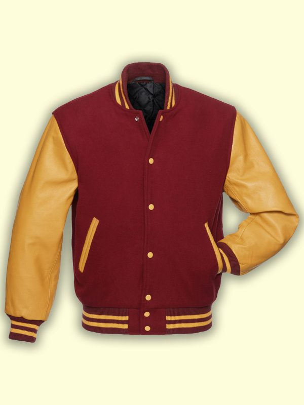 Men’s Cardinal & Gold Varsity Jacket | Championship Heritage | Full Grain Apparel
