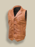 Men’s Sierra Tan Brown Leather Vest | Minimalist Urban Gilet | Full Grain Apparel