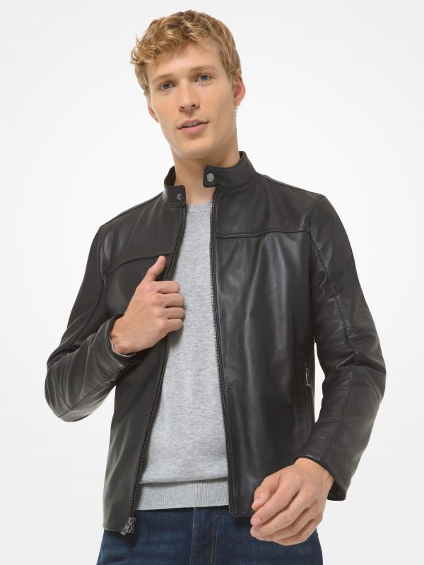 Men’s Shadow Black Leather Moto Jacket | Urban Maverick Style | Full Grain Apparel