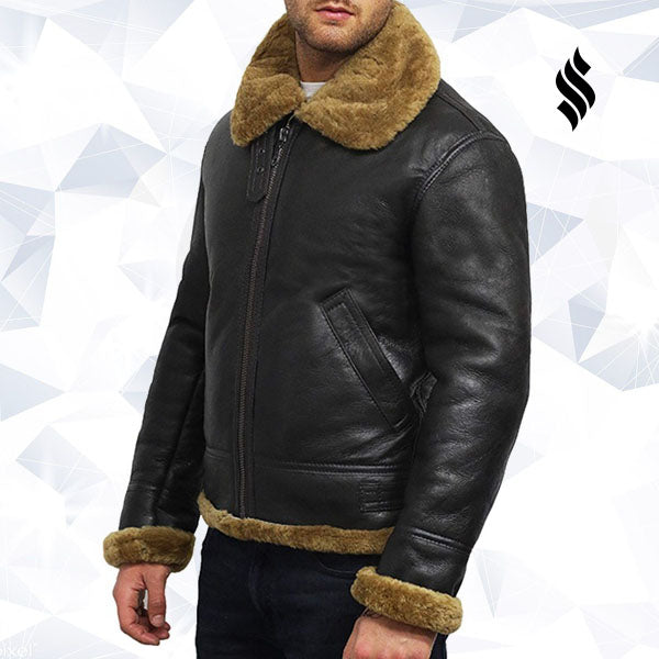 Men’s Aviator B3 World War 2 Real Shearling Sheepskin Flying Jacket | Rugged Military Heritage | Full Grain Apparel