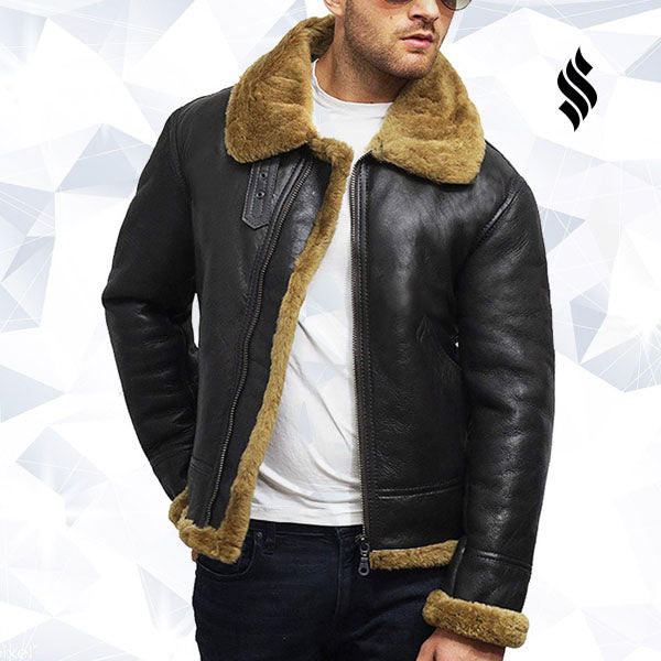 Men’s Aviator B3 World War 2 Real Shearling Sheepskin Flying Jacket | Rugged Military Heritage | Full Grain Apparel
