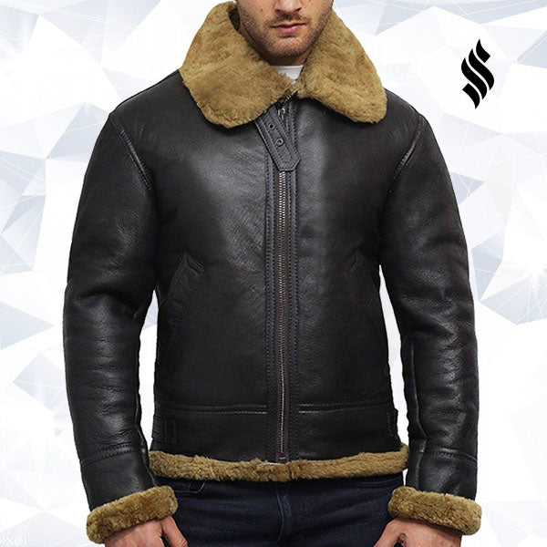 Men’s Aviator B3 World War 2 Real Shearling Sheepskin Flying Jacket | Rugged Military Heritage | Full Grain Apparel