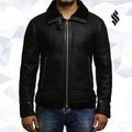 Men’s Aviator Black B3 World War 2 Real Shearling Sheepskin Flying Jacket | Rugged Stealth Heritage | Full Grain Apparel