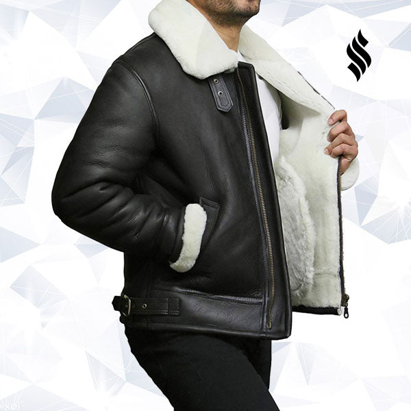Chaqueta bomber de aviador RAF B3 de piel de oveja para hombre | Estilo de combate vintage | Prenda de cuero de grano completo