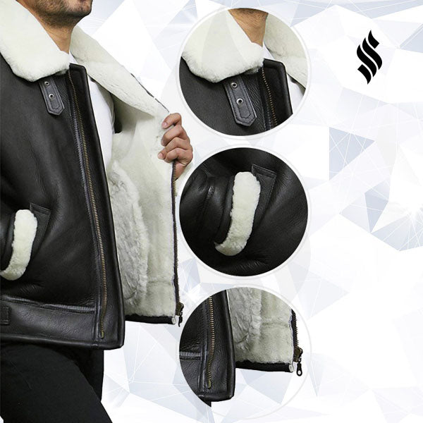 Chaqueta bomber de aviador RAF B3 de piel de oveja para hombre | Estilo de combate vintage | Prenda de cuero de grano completo