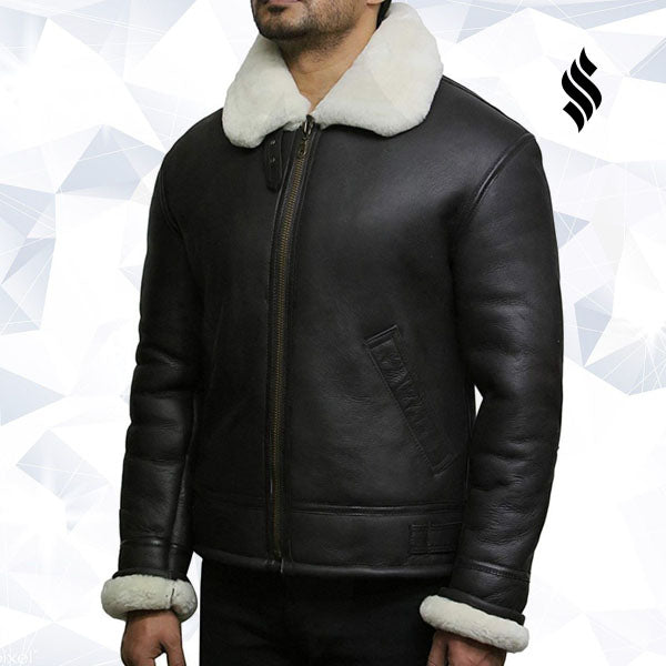Chaqueta bomber de aviador RAF B3 de piel de oveja para hombre | Estilo de combate vintage | Prenda de cuero de grano completo