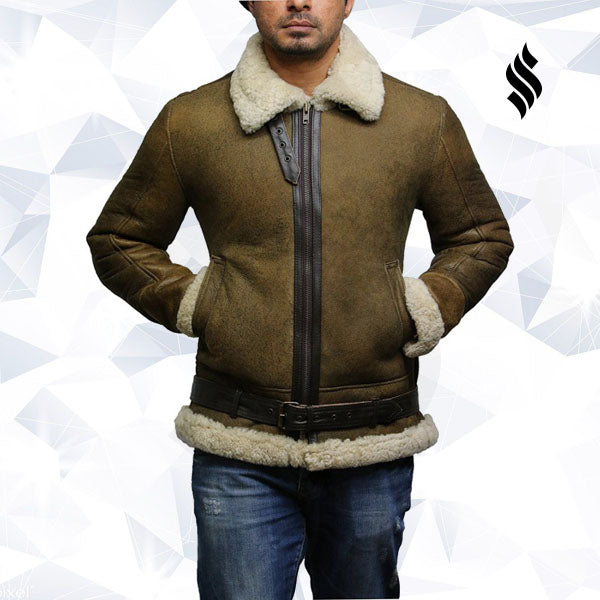 Men’s Aviator Real Shearling Sheepskin Leather Bomber Flying Jacket | Rugged Winter Authority | Full Grain Apparel