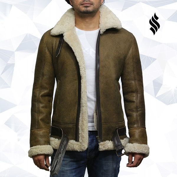 Men’s Aviator Real Shearling Sheepskin Leather Bomber Flying Jacket | Rugged Winter Authority | Full Grain Apparel