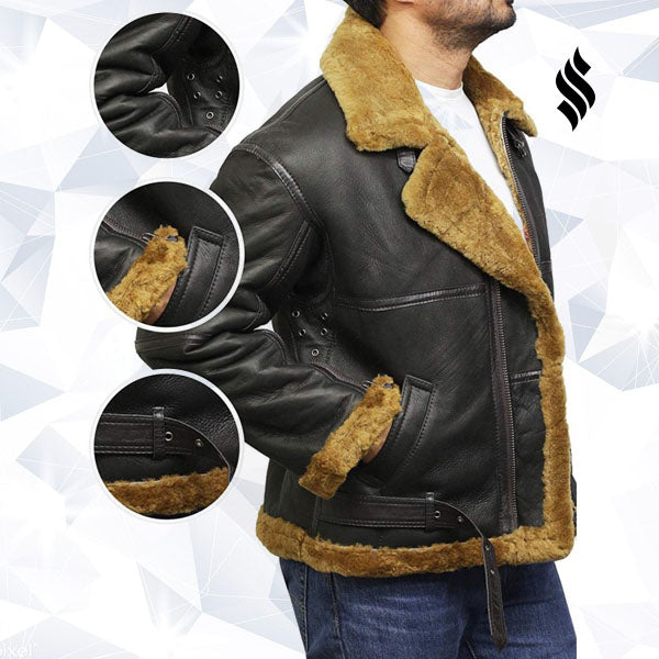 Men’s Aviator Real Shearling Sheepskin Leather Bomber Flying Jacket | Rugged Winter Authority | Full Grain Apparel