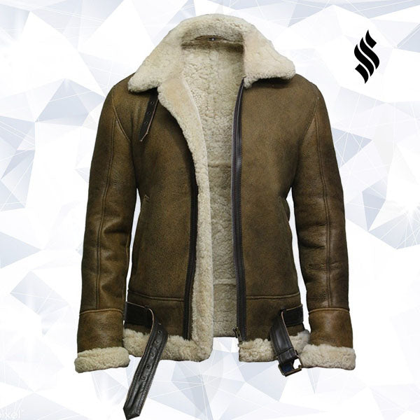 Men’s Aviator Real Shearling Sheepskin Leather Bomber Flying Jacket | Rugged Winter Authority | Full Grain Apparel