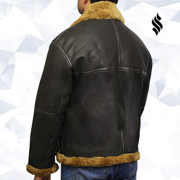 Men’s Aviator Real Shearling Sheepskin Leather Bomber Flying Jacket | Rugged Winter Authority | Full Grain Apparel