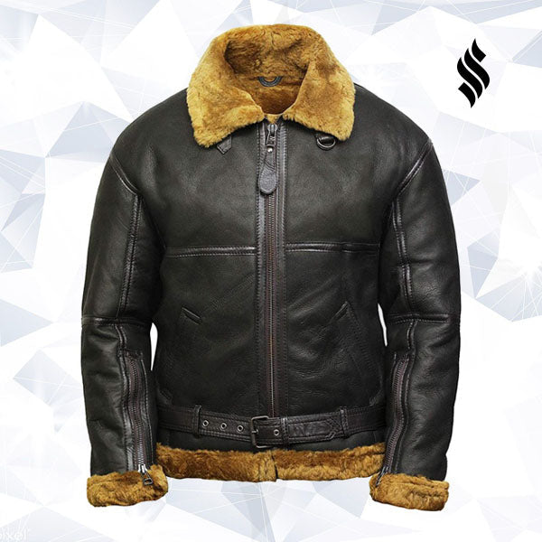 Men’s Aviator Real Shearling Sheepskin Leather Bomber Flying Jacket | Rugged Winter Authority | Full Grain Apparel